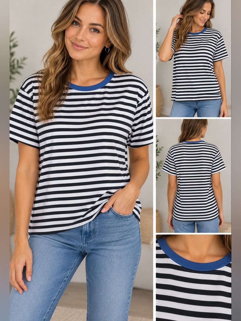 Trendy queen women's XL black striped top #26